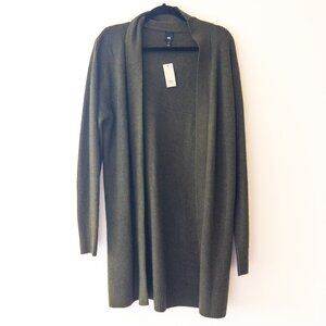 NWT Mens River Island Long Open Faced Cardigan in Dark Olive, Size M